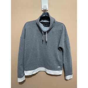 Under Armour Gray Funnel Neck Drawstring Athletic Sweatshirt Loose Fit S‎